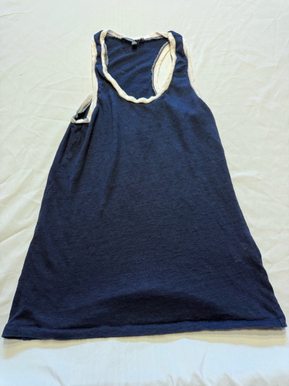 Michael Stars Navy Tank Top with Cream Contrast Trim